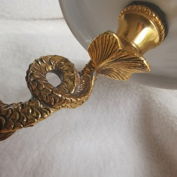 VTG Stylebuilt Accessories NY Dolphin/Koi Scallop Shell Dish Hollywood Regency - Picture 15 of 15